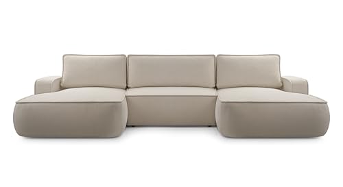 AXLIVING Ablia Sofa U-Form mit Schlaffunktion Beige von AXLIVING