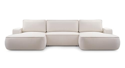 AXLIVING Ablia Sofa U-Form mit Schlaffunktion Cremefarbene 364 cm von AXLIVING