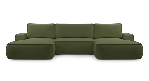 AXLIVING Ablia Sofa U-Form mit Schlaffunktion Dunkelgrün 364 cm von AXLIVING