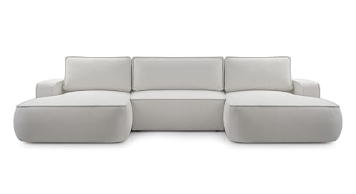 AXLIVING Ablia Sofa U-Form mit Schlaffunktion Hellgraues 364 cm breit von AXLIVING