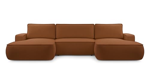 AXLIVING Ablia Sofa U-Form mit Schlaffunktion Ziegelrote 364 cm breit von AXLIVING