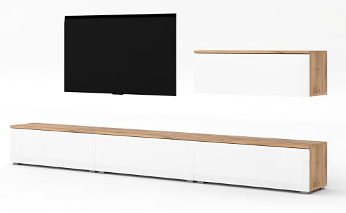 AXLIVING Anbauwand Loriano IV Wohnwand Eiche Wotan/weiß Hochglanz 300 AXLIVING Anbauwand Loriano IV Wohnwand Eiche Wotan/weiß Hochglanz 300 von AXLIVING