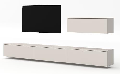 AXLIVING Anbauwand Loriano IV Wohnwand beige Kaschmir 300 cm breit von AXLIVING