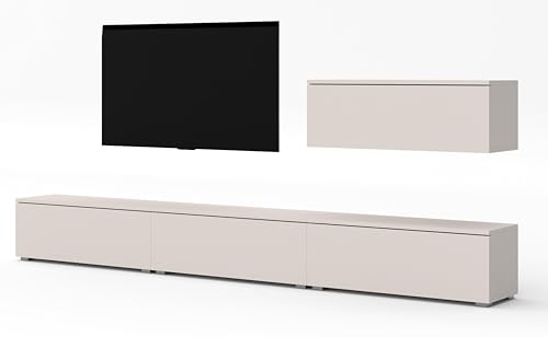 AXLIVING Anbauwand Loriano IV Wohnwand beige Kaschmir 300 cm breit von AXLIVING