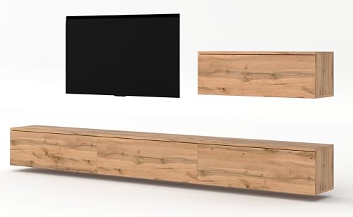 AXLIVING Anbauwand Loriano IV Wohnwand braun Eiche Wotan 300 cm breit von AXLIVING