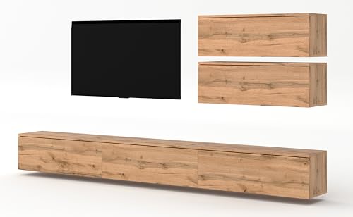 AXLIVING Anbauwand Loriano V Wohnwand braun Eiche Wotan 300 cm breit von AXLIVING