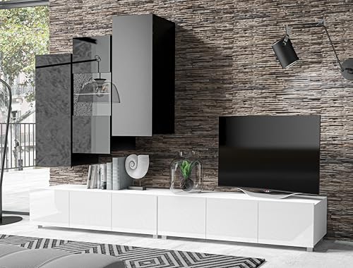 AXLIVING Anbauwand Wohnzimmer Kossana 11 – 300cm Breite, Schwarz/Weiß AXLIVING Anbauwand Wohnzimmer Kossana 11 – 300cm Breite, Schwarz/Weiß von AXLIVING