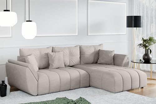 AXLIVING Antalya beige Eckschlafcouch mit Bettkasten 280 cm von AXLIVING