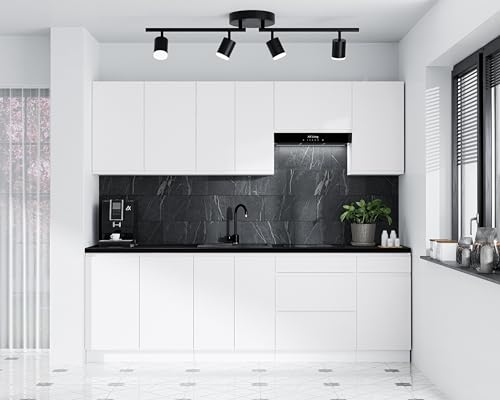 AXLIVING Aquileia Küchenzeile 240 cm – Weiß Matt mit Arbeitsplatte Vulkanisch Schwarz AXLIVING Aquileia Küchenzeile 240 cm – Weiß Matt mit Arbeitsplatte Vulkanisch Schwarz von AXLIVING