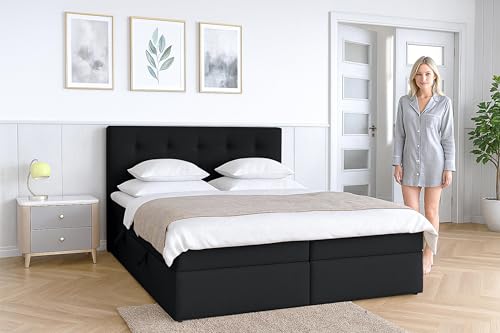 AXLIVING Baunei Boxspringbett 140x200 mit Bettkasten braunes Bett von AXLIVING