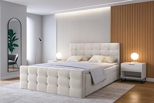 AXLIVING Bett mit Bettkasten 140x200 cm Argentaro Boxspringbett beige AXLIVING Bett mit Bettkasten 140x200 cm Argentaro Boxspringbett beige von AXLIVING