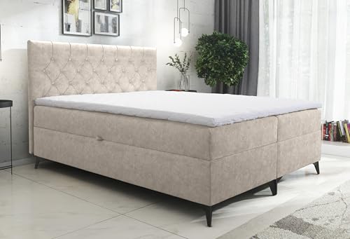 AXLIVING Boxspringbett 140x200 Beige Palmeria mit Stauraum und Topper AXLIVING Boxspringbett 140x200 Beige Palmeria mit Stauraum und Topper von AXLIVING