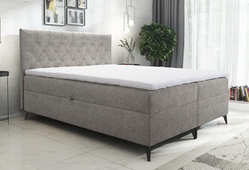 AXLIVING Boxspringbett 140x200 mit Bettkasten Palmeria in Graubeige AXLIVING Boxspringbett 140x200 mit Bettkasten Palmeria in Graubeige von AXLIVING