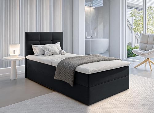 AXLIVING Boxspringbett 80x200 cm Geceteni Boxspringbett Schwarz von AXLIVING