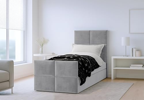AXLIVING Boxspringbett Grau Aleyna Bett 100 x 200 mit Bettkasten AXLIVING Boxspringbett Grau Aleyna Bett 100 x 200 mit Bettkasten von AXLIVING