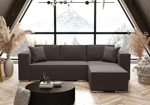 AXLIVING Braun Ecksofa mit Schlaffunktion L-Form Vinoria 255 cm Rechts AXLIVING Braun Ecksofa mit Schlaffunktion L-Form Vinoria 255 cm Rechts von AXLIVING
