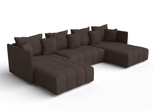AXLIVING Braun Sofa U Form mit Schlaffunktion Veliro U, 345 cm breit von AXLIVING