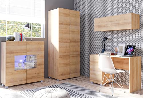 AXLIVING Büro Schrankwand Kossana 8 - Funktional Goldene Eiche matt von AXLIVING