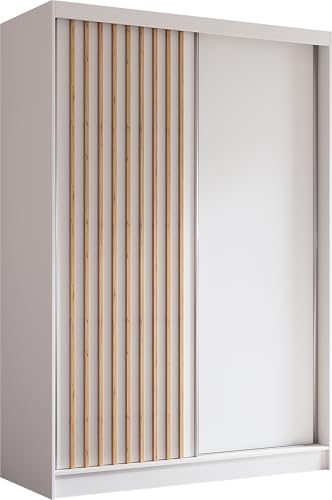 AXLIVING Cabinio Kleiderschrank 150 Breite Weiß mit Artisan Lamellen von AXLIVING