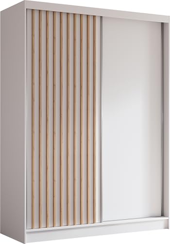 AXLIVING Cabinio Kleiderschrank 160 cm Weiß mit Artisan-Lamellen von AXLIVING