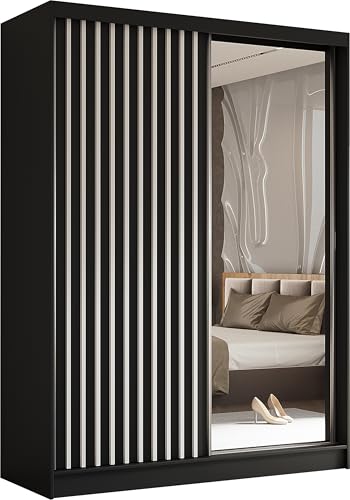 AXLIVING Cabinio Kleiderschrank Schwarz mit Spiegel 160 Weiße Lamell AXLIVING Cabinio Kleiderschrank Schwarz mit Spiegel 160 Weiße Lamell von AXLIVING