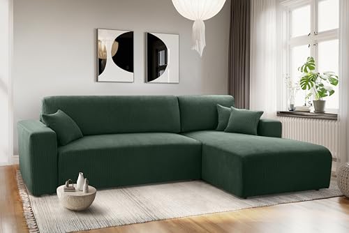 AXLIVING Catea Eckschlafsofa mit Bettkasten R – Dunkelgrünes Ecksofa 279 cm von AXLIVING