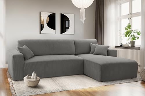 AXLIVING Catea Eckschlafsofa mit Bettkasten R – Graue Eckcouch 279 cm von AXLIVING