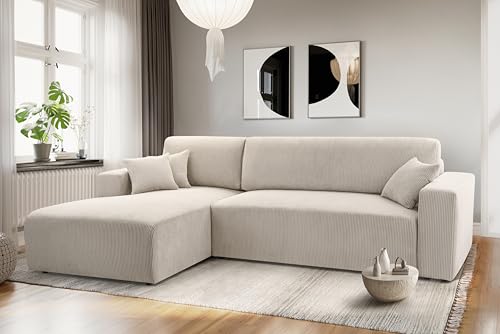 AXLIVING Catea Ecksofa weiß mit Schlaffunktion L Eckcouch 279cm mit Bettkasten von AXLIVING