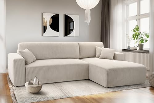 AXLIVING Catea Ecksofa weiß mit Schlaffunktion R Eckcouch 279cm mit Bettkasten von AXLIVING