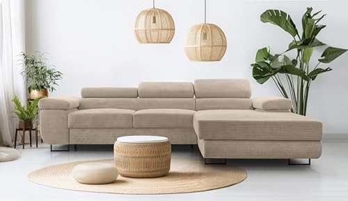 AXLIVING Cord Couch L Form – Arborio 280cm R Ecksofa in Beige mit Schlaffunktion AXLIVING Cord Couch L Form – Arborio 280cm R Ecksofa in Beige mit Schlaffunktion von AXLIVING