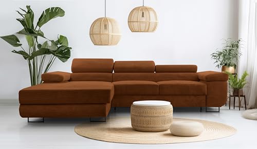 AXLIVING Cord Couch L Form – Arborio L Wohnlandschaft 280 cm in Ziegelrot von AXLIVING