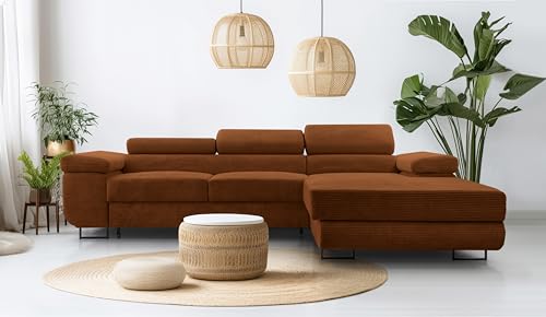 AXLIVING Cord Couch L Form – Arborio R Wohnlandschaft 280 cm in Ziegelrot von AXLIVING