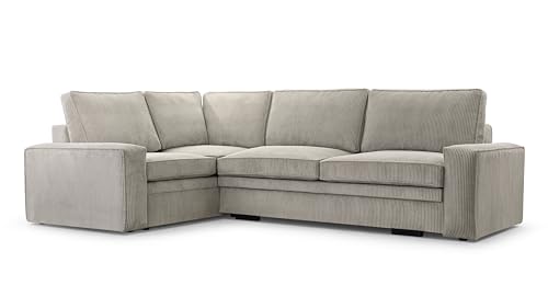 AXLIVING Cord Schlafsofa Couch hellgrau Treville mit Schlaffunktion L von AXLIVING