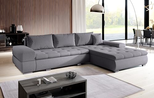 AXLIVING Couch Sofa L Form Sivaso Grau 310 cm mit Schlaffunktion von AXLIVING