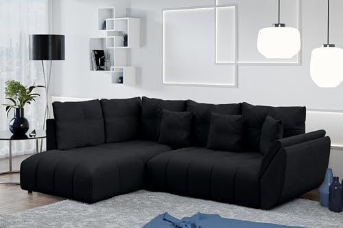 AXLIVING Couch mit Bettfunktion Corleone Schwarze Ecksofa in L Form AXLIVING Couch mit Bettfunktion Corleone Schwarze Ecksofa in L Form von AXLIVING