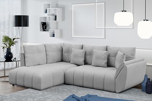 AXLIVING Couch mit Bettfunktion Corleone hellgraue Eckcouch in L Form AXLIVING Couch mit Bettfunktion Corleone hellgraue Eckcouch in L Form von AXLIVING