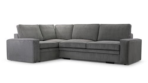 AXLIVING Dunkelgrau Cord Schlafsofa Ecksofa grau Treville L von AXLIVING