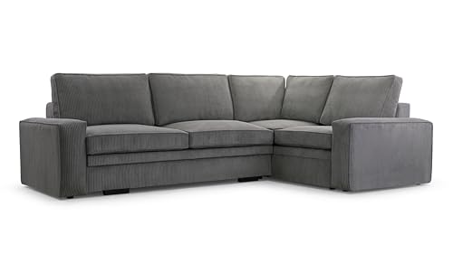 AXLIVING Dunkelgrau Cord Schlafsofa Ecksofa grau Treville R von AXLIVING