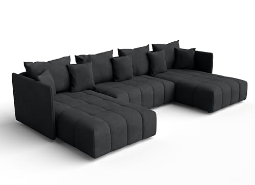 AXLIVING Dunkelgrau Sofa U Form mit Schlaffunktion Veliro U, 345 cm von AXLIVING