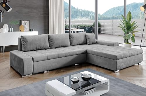 AXLIVING Eckcouch mit Bettfunktion Tunceli Grau - 297 cm breit Modern von AXLIVING