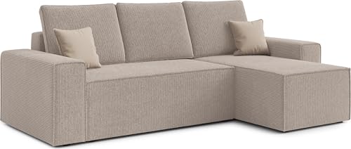 AXLIVING Ecksofa Cord Talaton 246 cm in Creme – Modern & Funktional von AXLIVING