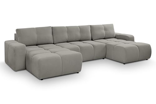 AXLIVING Ecksofa Grau mit Schlaffunktion Hosio 359 cm – Stilvolle Wohnlandschaft von AXLIVING