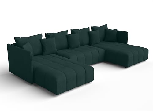 AXLIVING Ecksofa Grün Sofa U Form mit Schlaffunktion Veliro U, 345 cm von AXLIVING