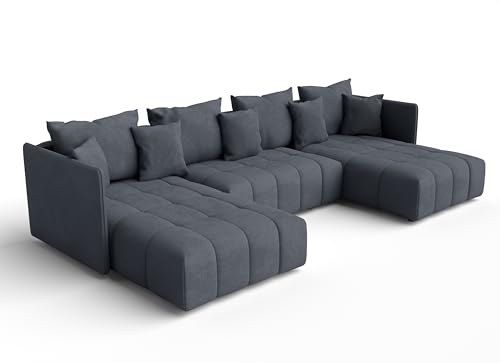 AXLIVING Ecksofa grau Veliro Sofa U Form mit Schlaffunktion, 345 cm von AXLIVING