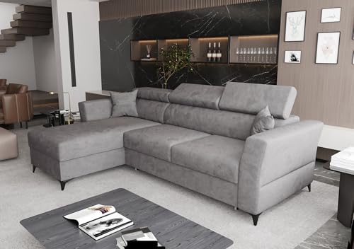 AXLIVING Ecksofa klein mit Schlaffunktion Bettkasten Ribella 265cm grau L-Form Links AXLIVING Ecksofa klein mit Schlaffunktion Bettkasten Ribella 265cm grau L-Form Links von AXLIVING