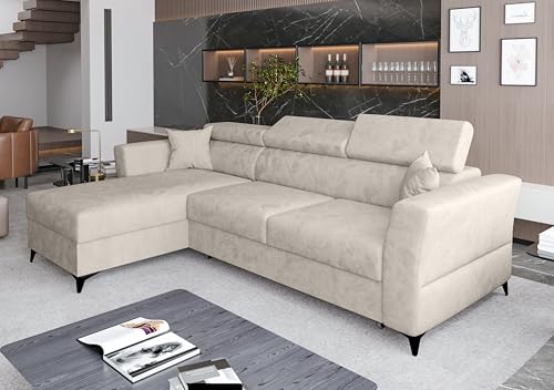 AXLIVING Ecksofa klein mit Schlaffunktion Ribella – 265 cm breit, Beige Links von AXLIVING