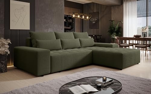 AXLIVING Ecksofa mit Schlaffunktion Alvorada 280 cm dunkelgrün von AXLIVING