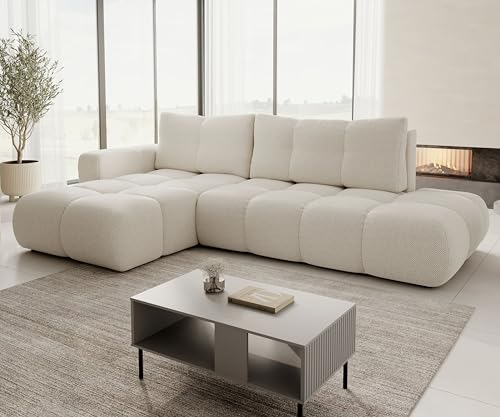 AXLIVING Ecksofa mit Schlaffunktion Beige – Hosio 288cm Breit Links von AXLIVING