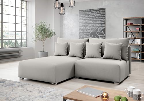 AXLIVING Ecksofa mit Schlaffunktion Ederra 208 cm breit – hellgrau L von AXLIVING