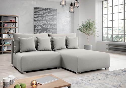 AXLIVING Ecksofa mit Schlaffunktion Ederra 208 cm breit – hellgrau R von AXLIVING